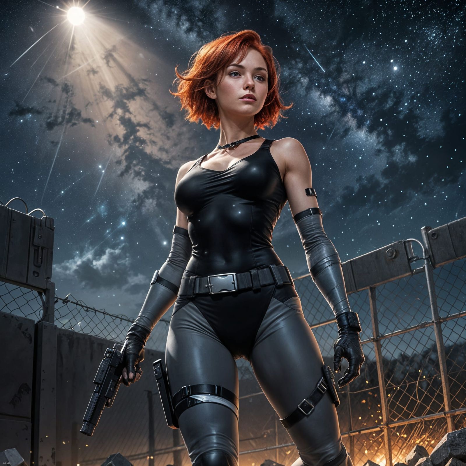 Fierce Female Commando in Nighttime Infiltration