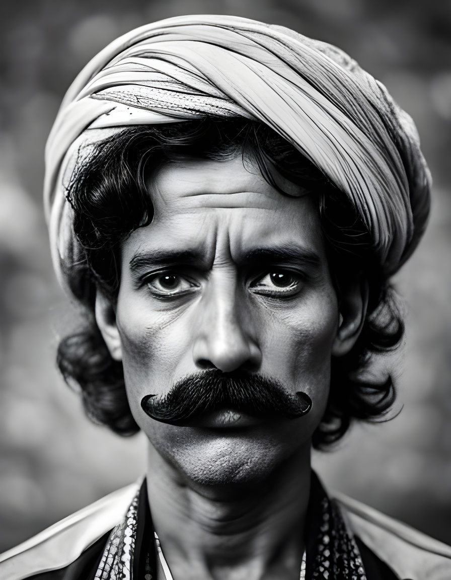 Baroque Portrait of Rajasthani Man with Mustache