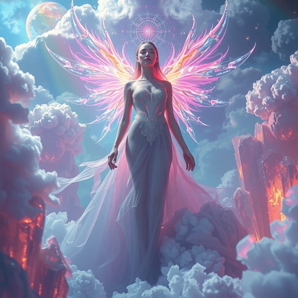 Ethereal Woman Radiates Energy in Dreamscape