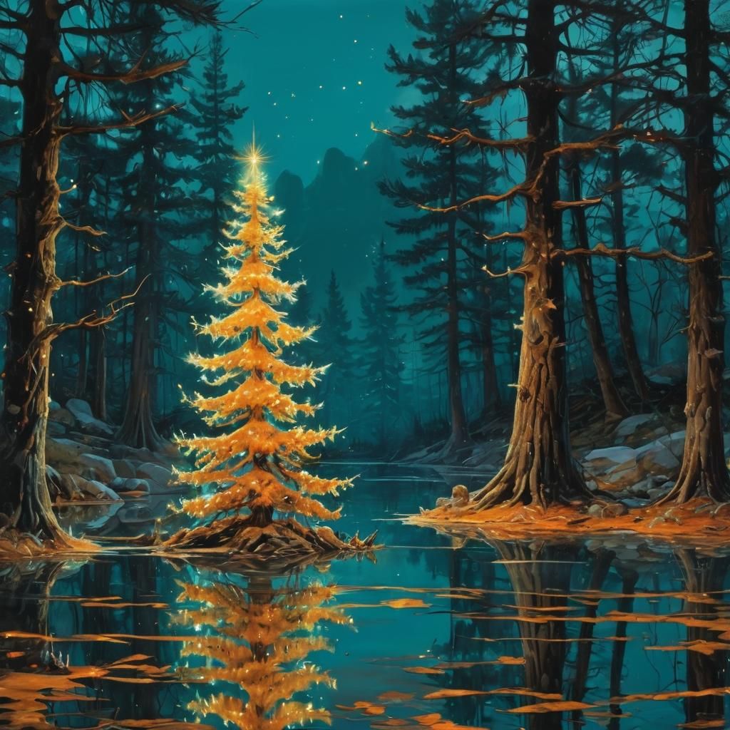 MAGIC CHRISTMAS TREE AT LAKE