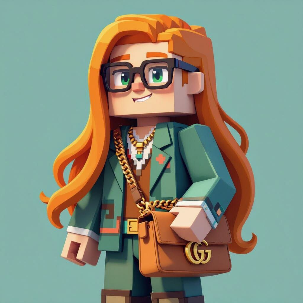 Minecraft Villager with Gucci Bag in 3D Style