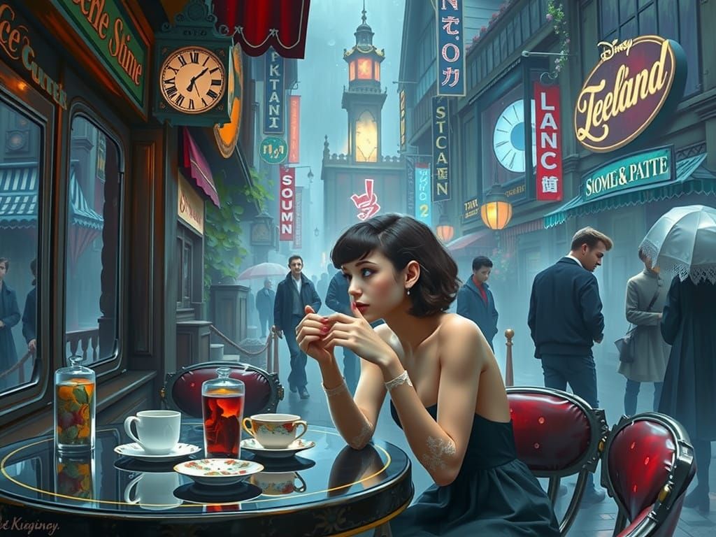 Whimsical English Countryside Garden Scene in Dreamlike Fant...