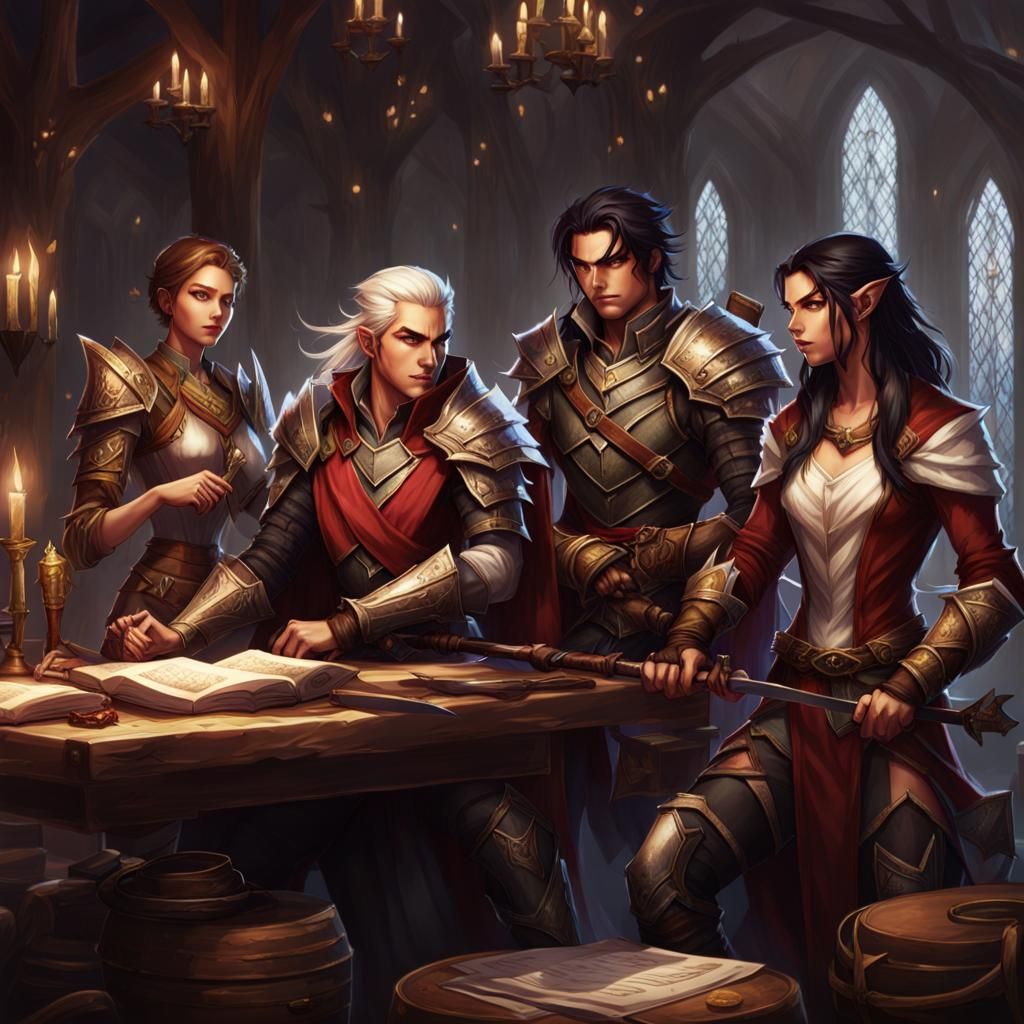 Adventurers Planning Strategy on Ship: Hyperrealistic Concep...