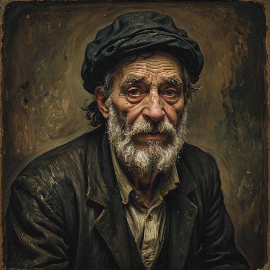 Vintage Tevye Hologram in Impressionist Realism Style