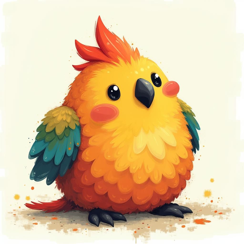 Whimsical Parrot Art in Impressionistic Style