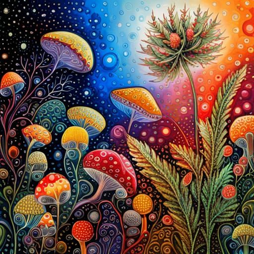 Surreal Garden: A Mixed Media Fantasy Landscape