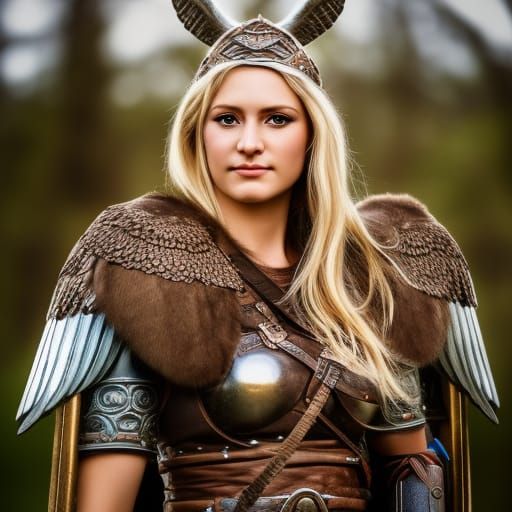 Detailed 3D Portrait of a Viking Valkyrie Goddess