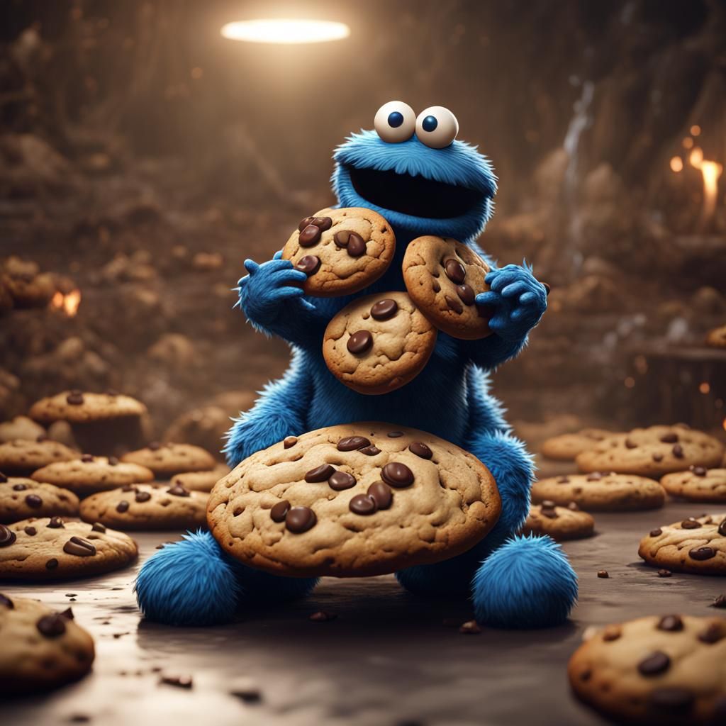 Cookie Monster's Cookie Ride: Detailed Fantasy Art