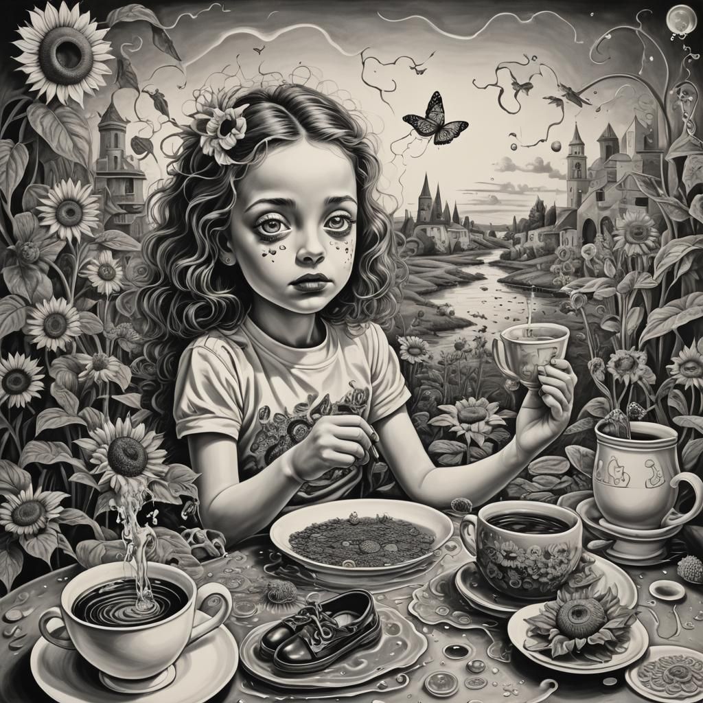 Surreal Eye Honeycomb Storm Pencil Drawing