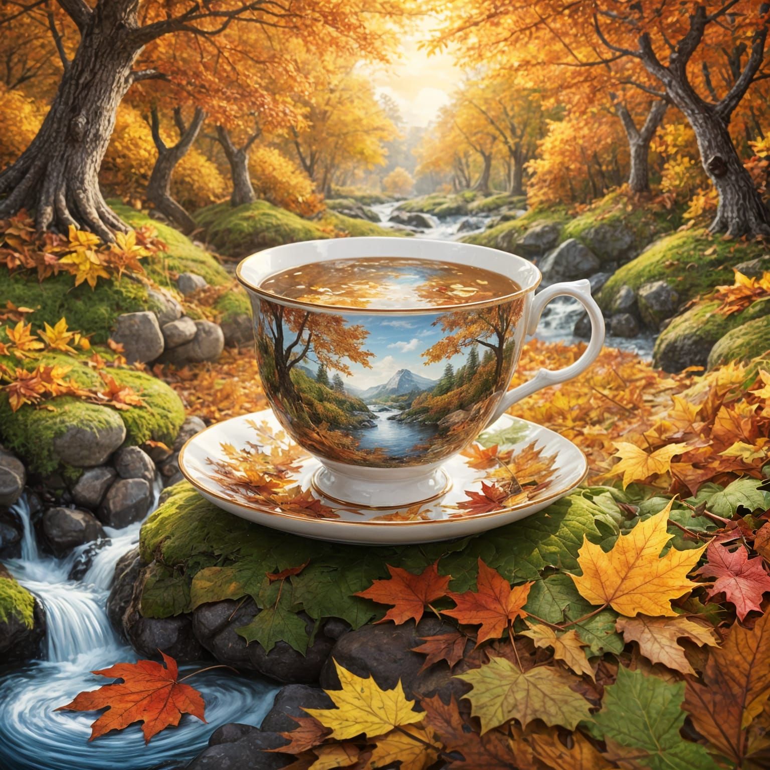 Autumn Escape Inside a Magical Tea Cup
