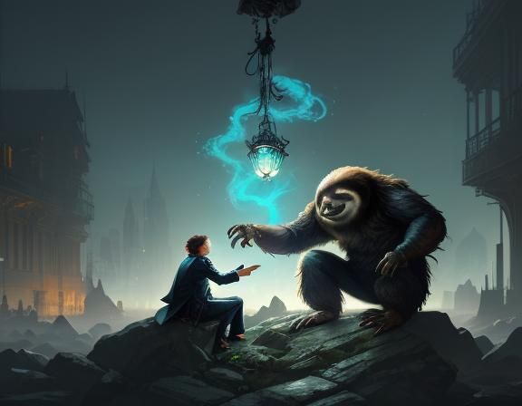 Sloth Lawyer Arguing in Court, Hyperdetailed Concept Art