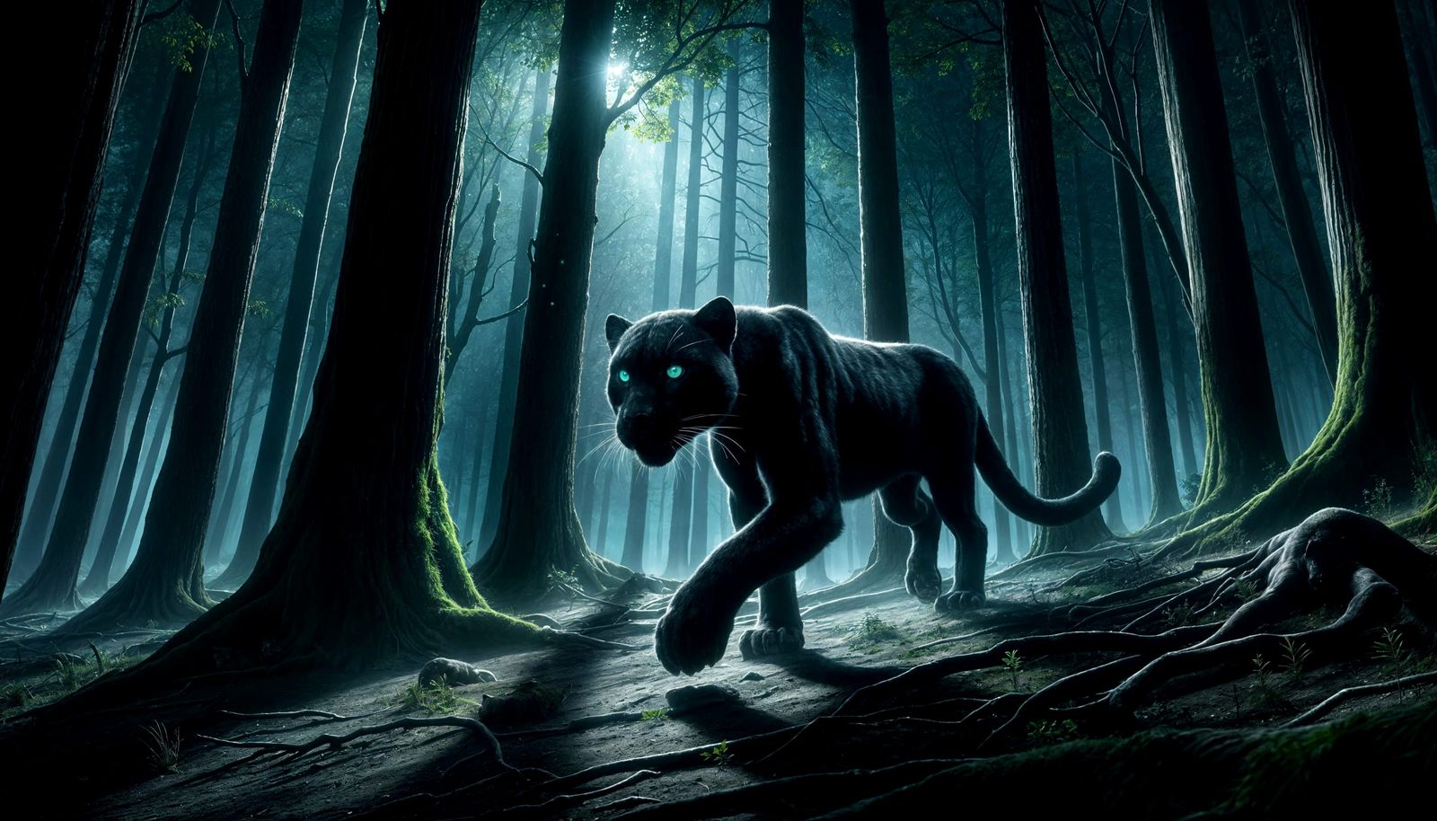 Stealthy Shadow Panther in Dense Forest