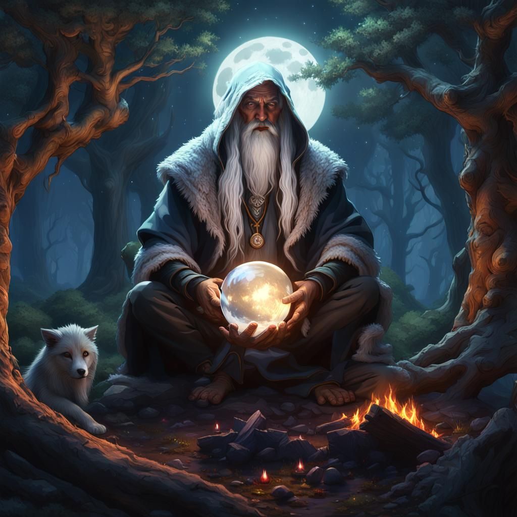 Druid in Strange Forest, Dark Fantasy Concept Art