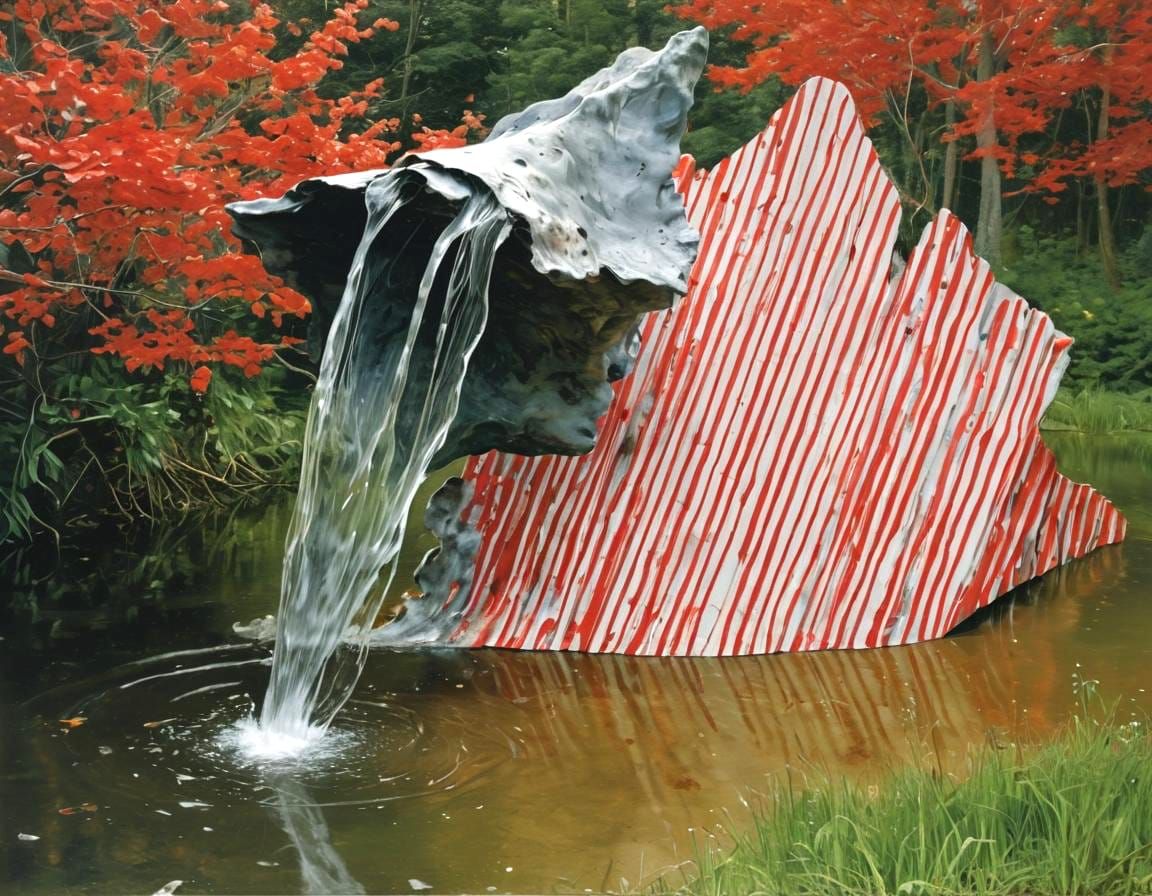 Water Sculpture in Abstract Expressionist Style