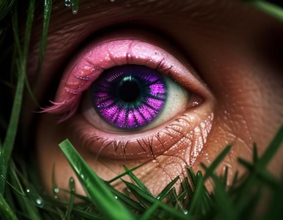 Wet Pink Homunculus Hiding in Grass