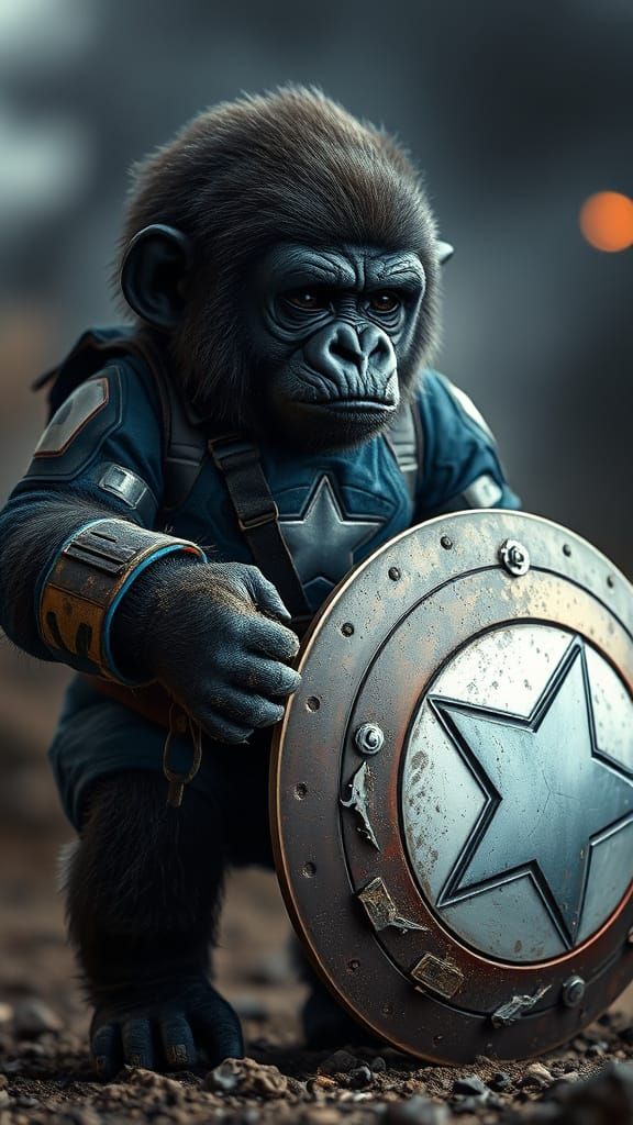 Hyperrealistic Gorilla as Captain America