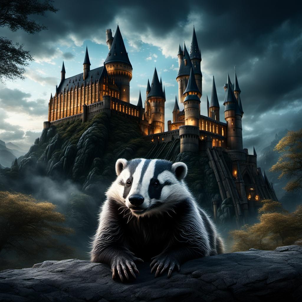 Badger at Hogwarts: Epic Cinematic Digital Painting