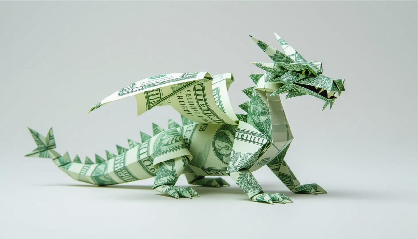 Intricate Origami Dragon from US Dollar Bill