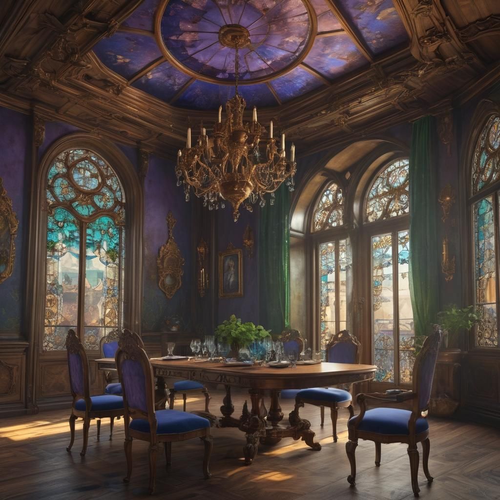 Lavish Dining Table in Dark Fairy Kingdom