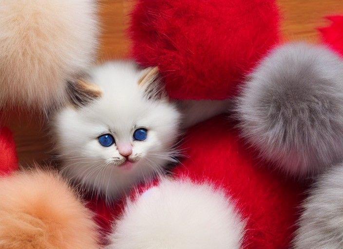 Hyperrealistic Kittens Play with Yarn: Digital Art