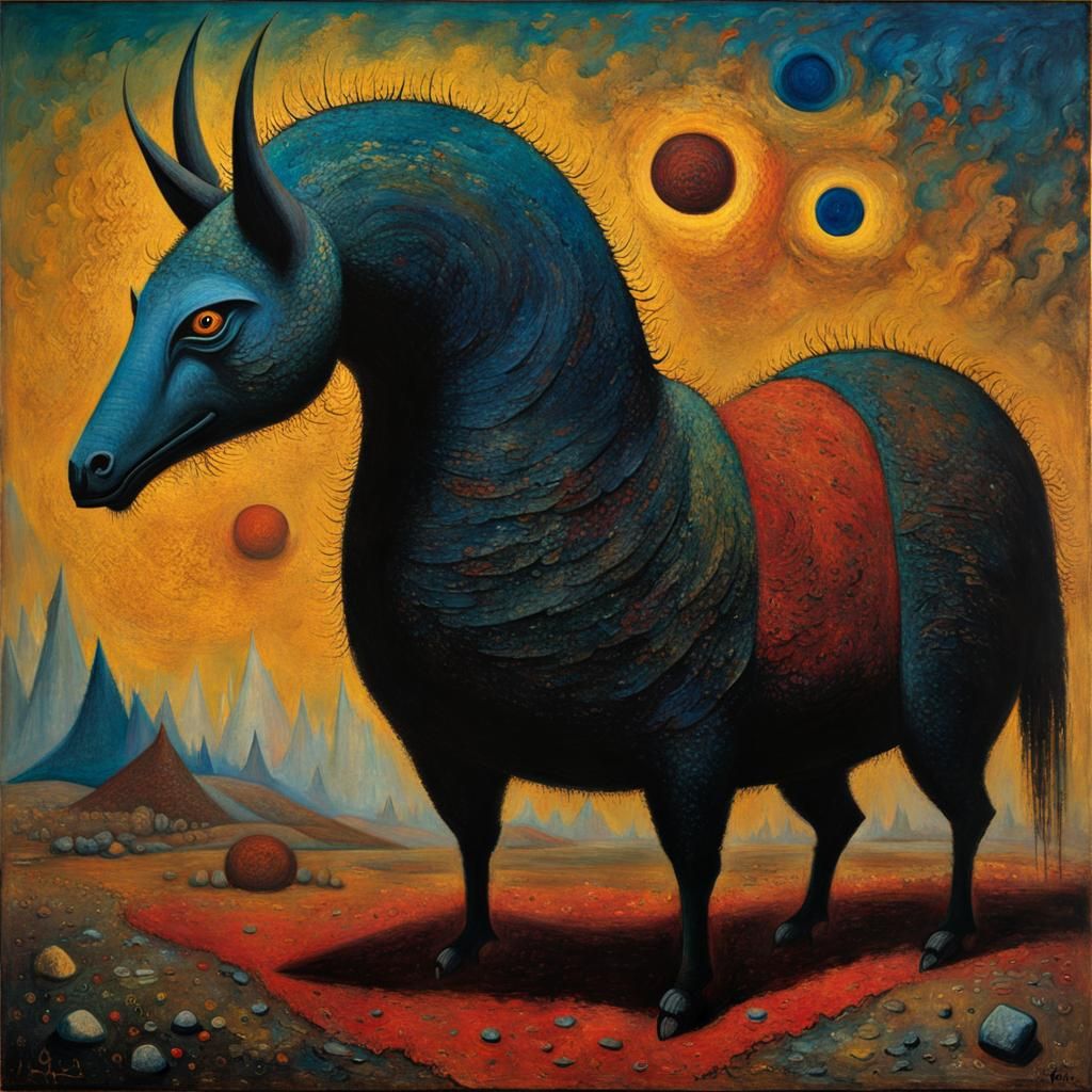 Imaginative Creature in an Abstract Impasto Painting