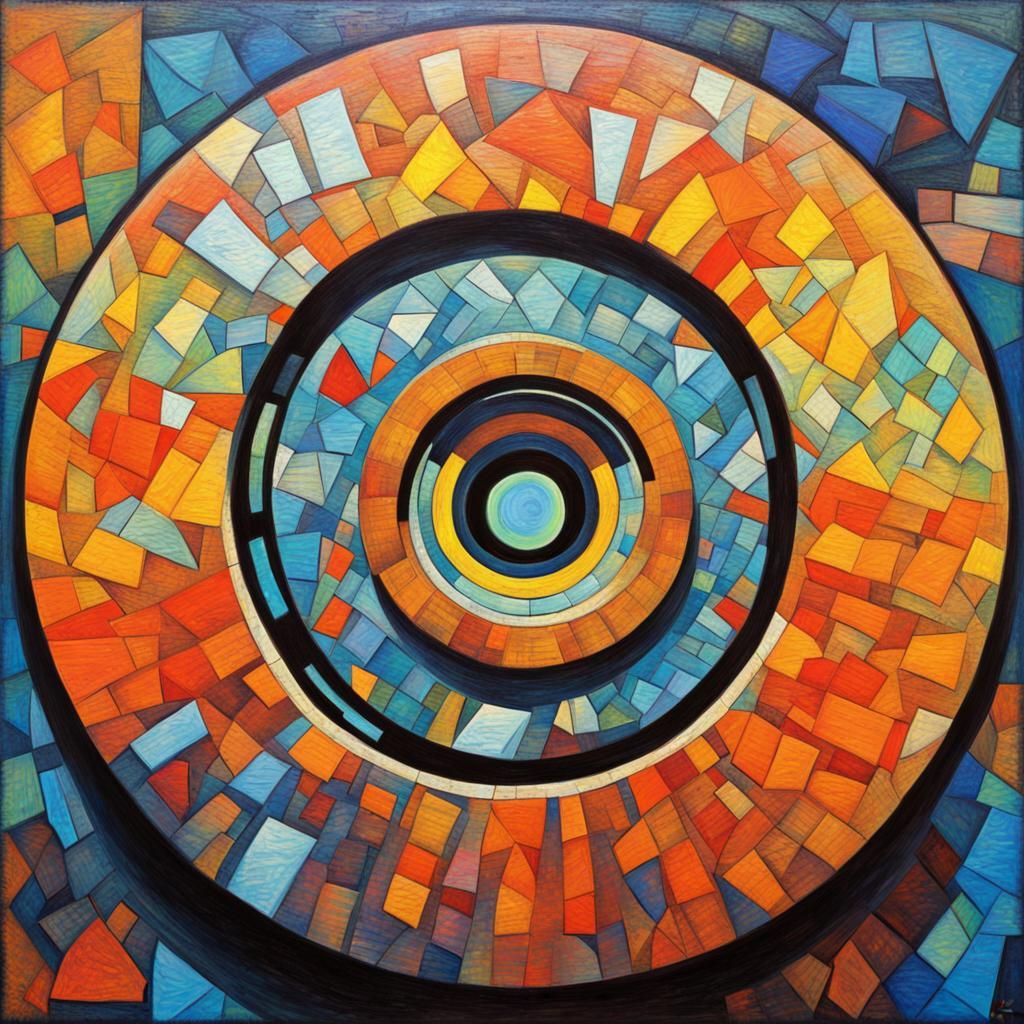 Granite Wheel in Colorful Cubist Style