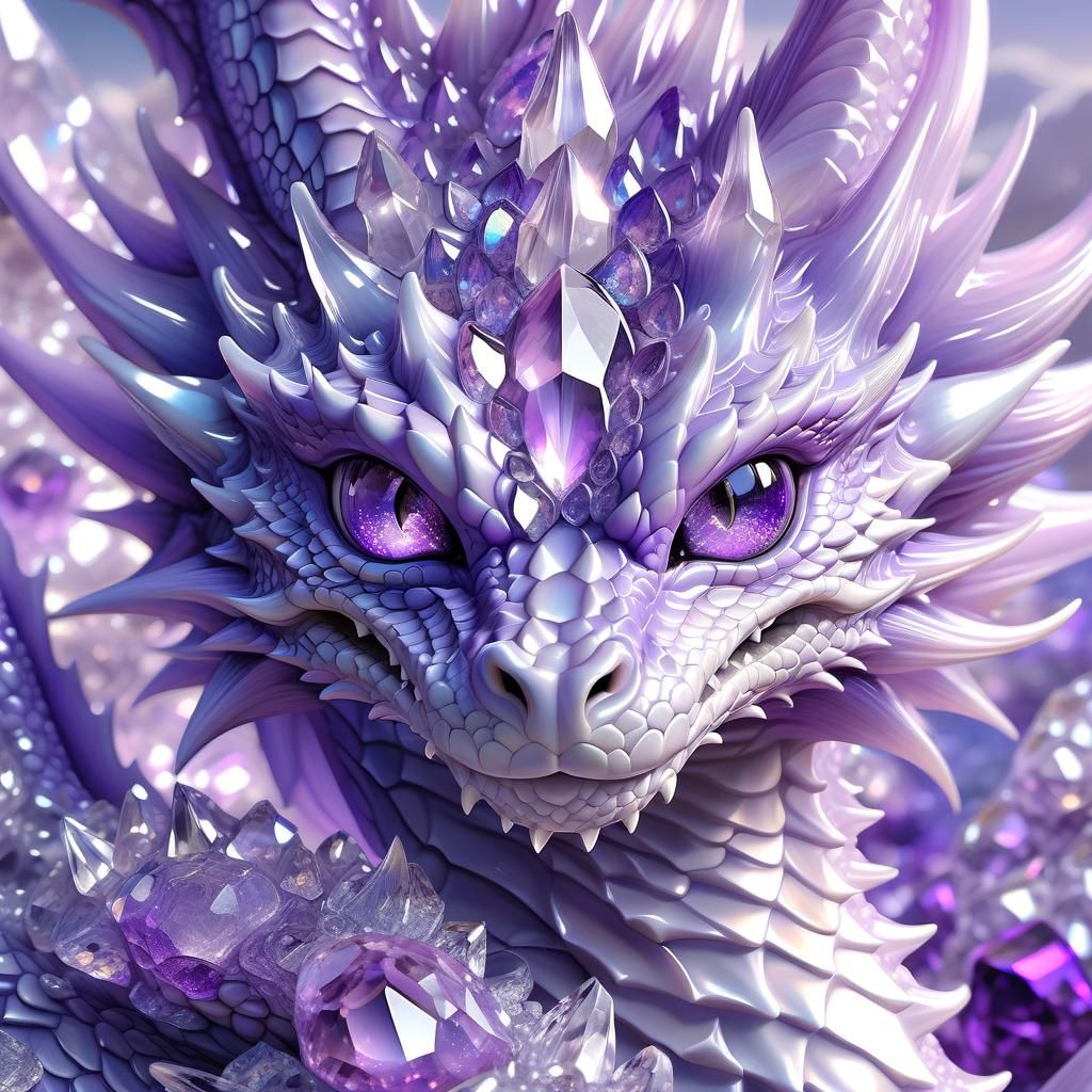 Crystal Light Purple Dragon in Anime Style
