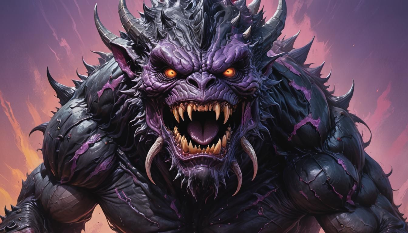 Hyperrealistic Monster Portrait with Fang in Rutkowski Style