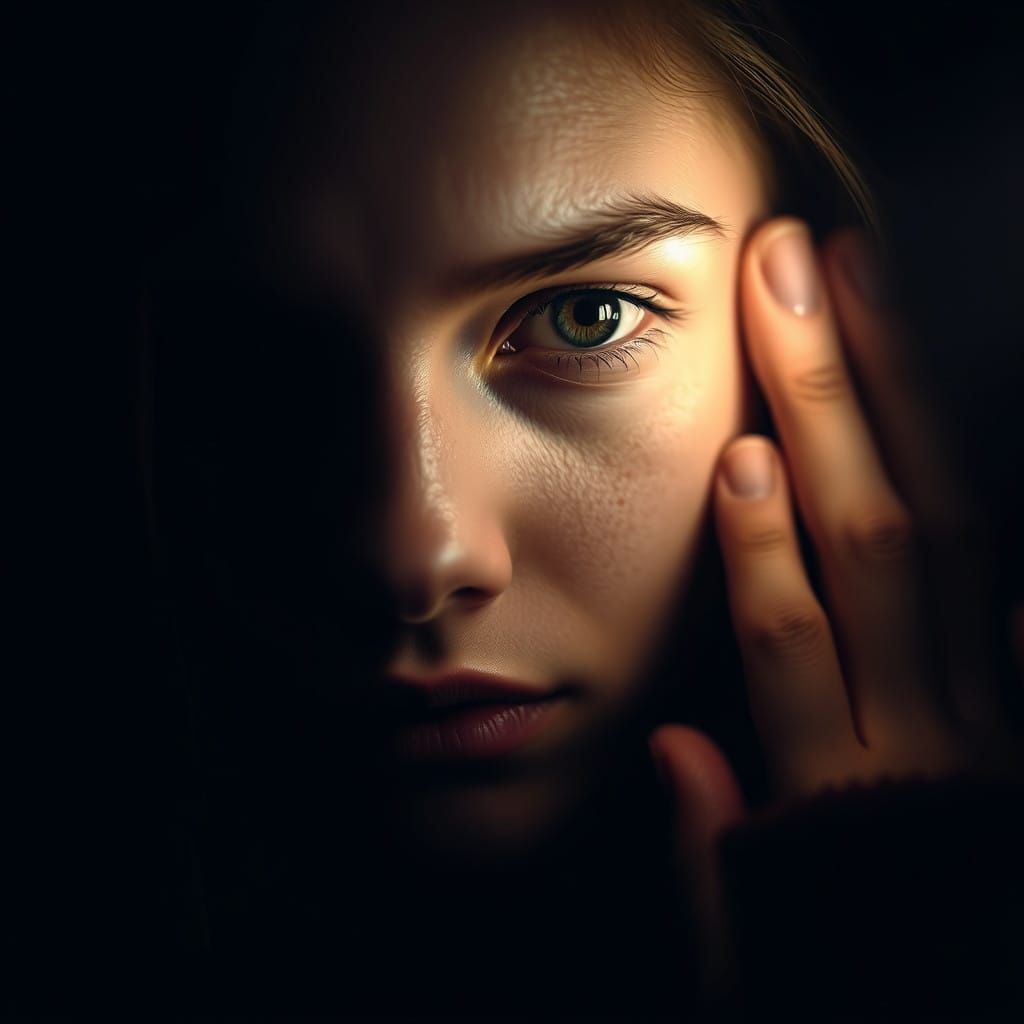 Seductive Portrait in the Shadows, Dark Romanticism Style