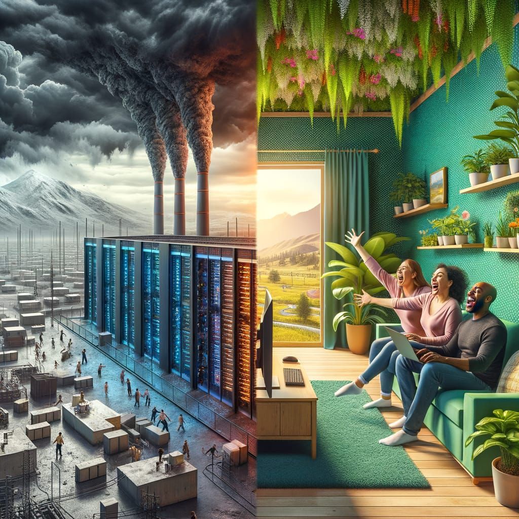 Contrasting Scenes: Data Center vs. Joyful Home Computing
