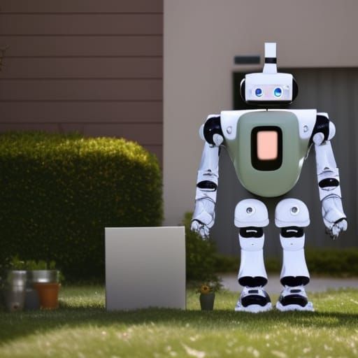 Cute Spy Robot Neighbor, Digital Art