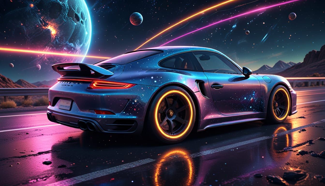 Stardust Porsche Concept Art in Neon Colors