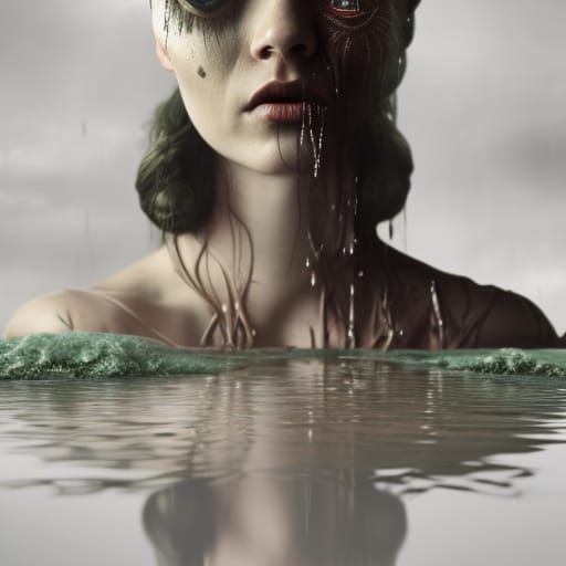 Surreal Biomechanical Dreamscape with Ethereal Woman