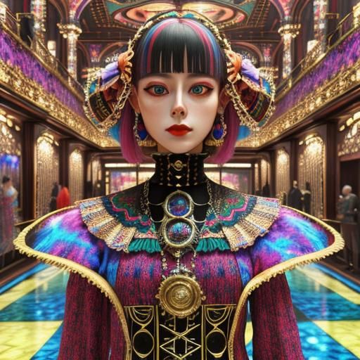 Psychedelic 1890s Parlor in Surreal CGI Style