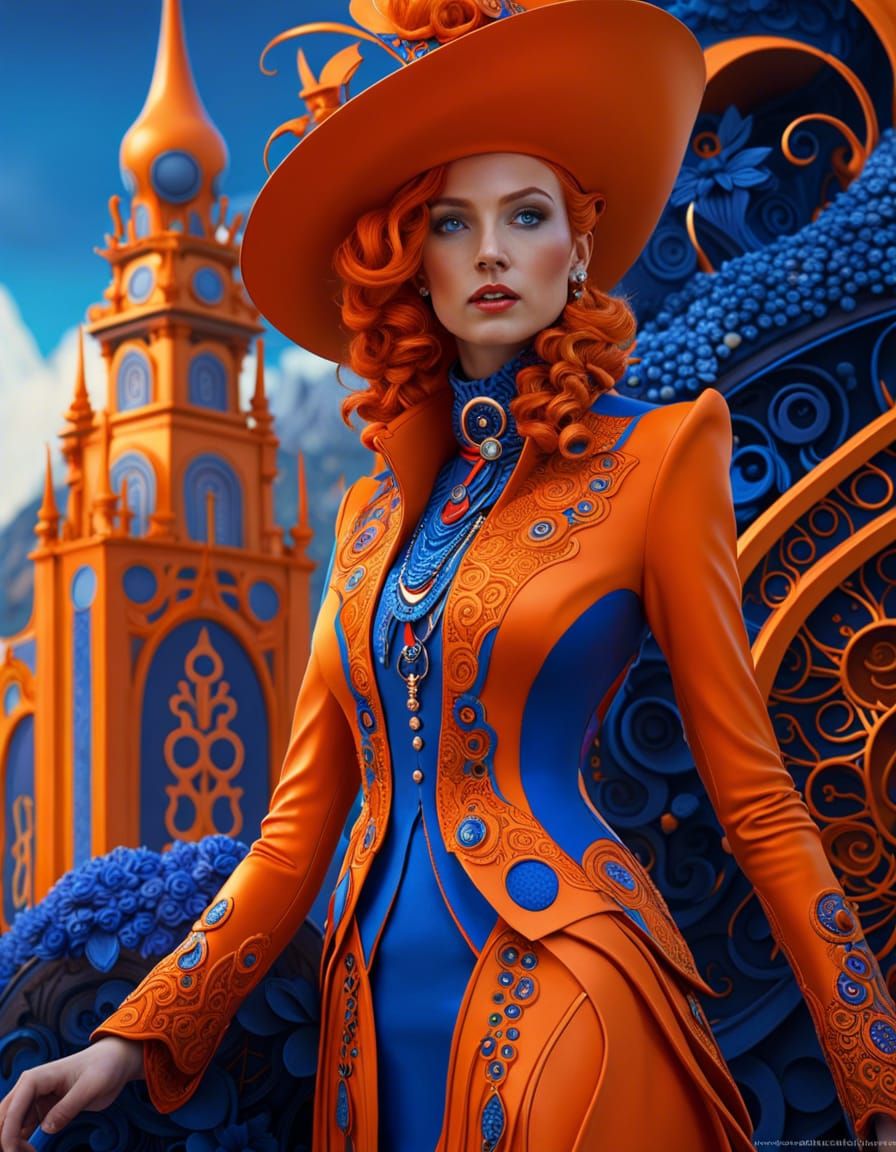 Fashionable Ginger in Eldritch Landscape, Digital Art