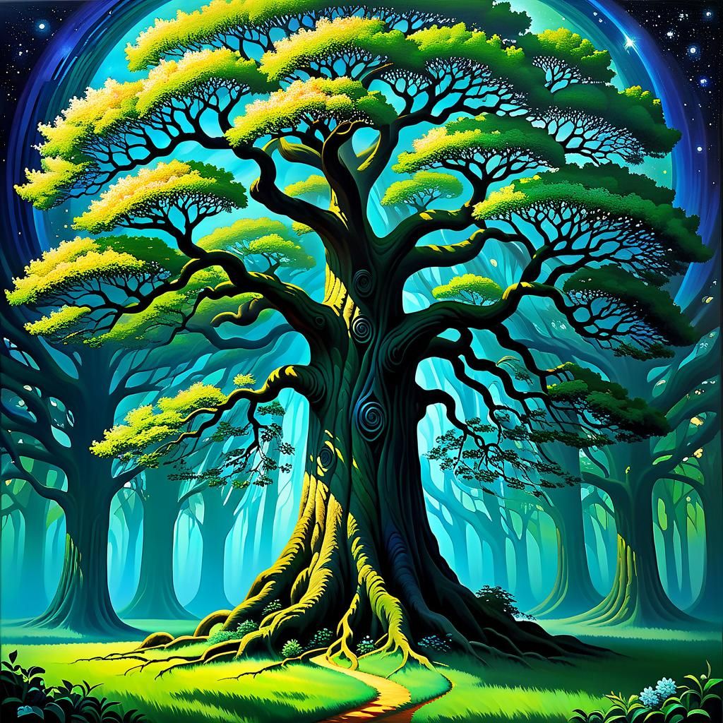 Archetypal Tree in Neo-Impressionist Expressionist Style