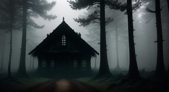 Ominous Forest Trail in Dark Fantasy Style