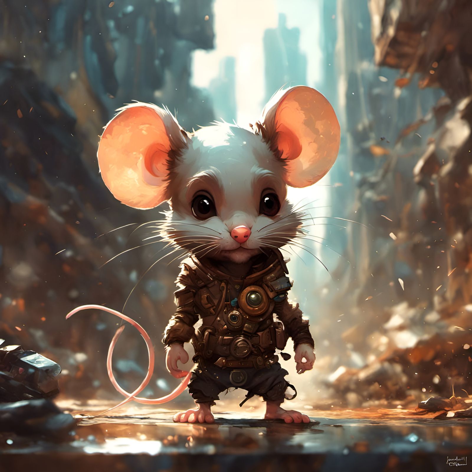 Muscular Mouse Portrait with Intricate Details