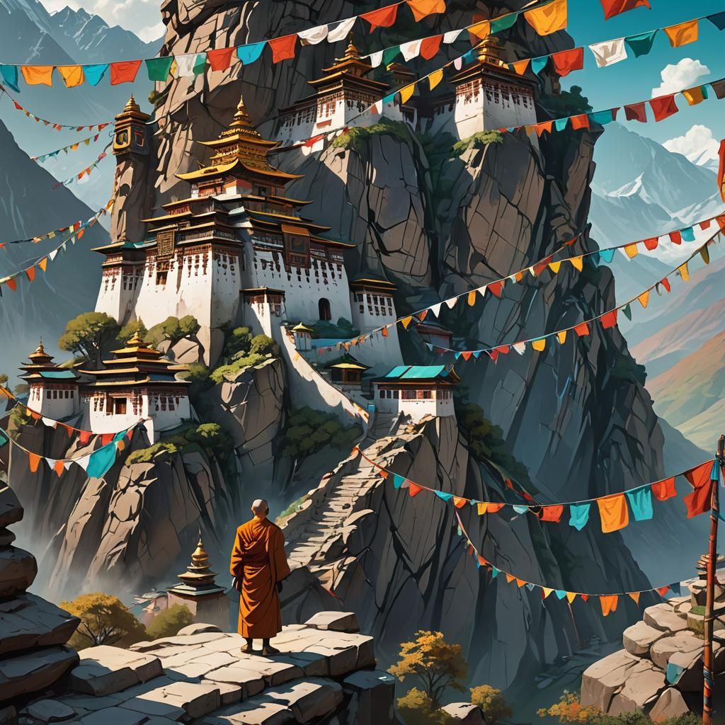 Mystical Tibetan Monastery Concept Art in 8K