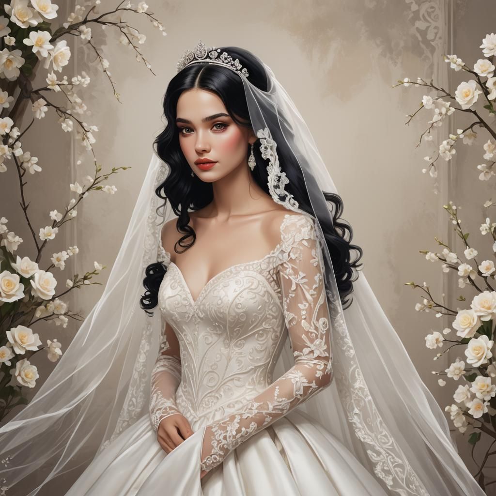Beautiful Princess in Wedding Dress: Vogue-Inspired Digital ...
