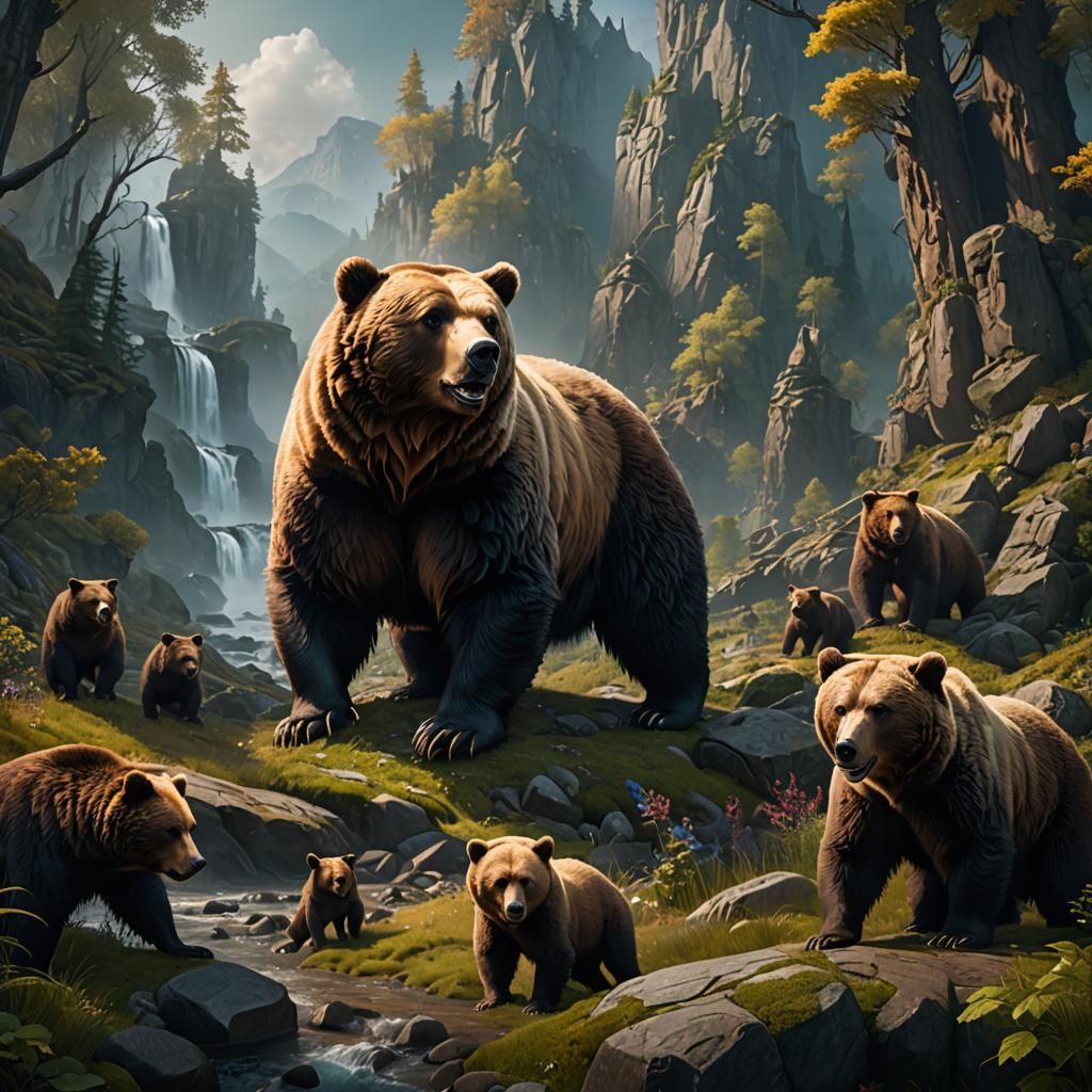 Fantastical Bears in Detailed Matte Painting