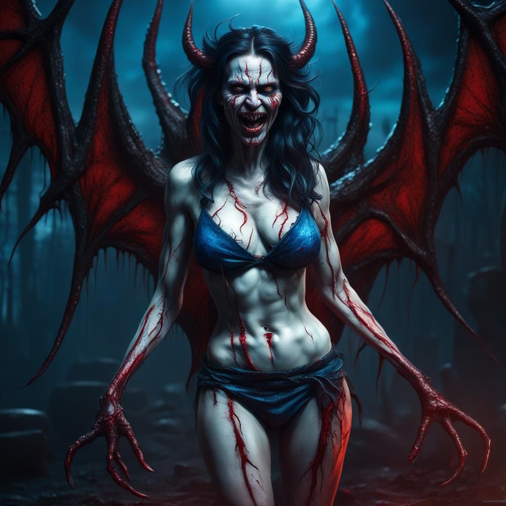 Sinister Demon Woman in Oozy Lingerie