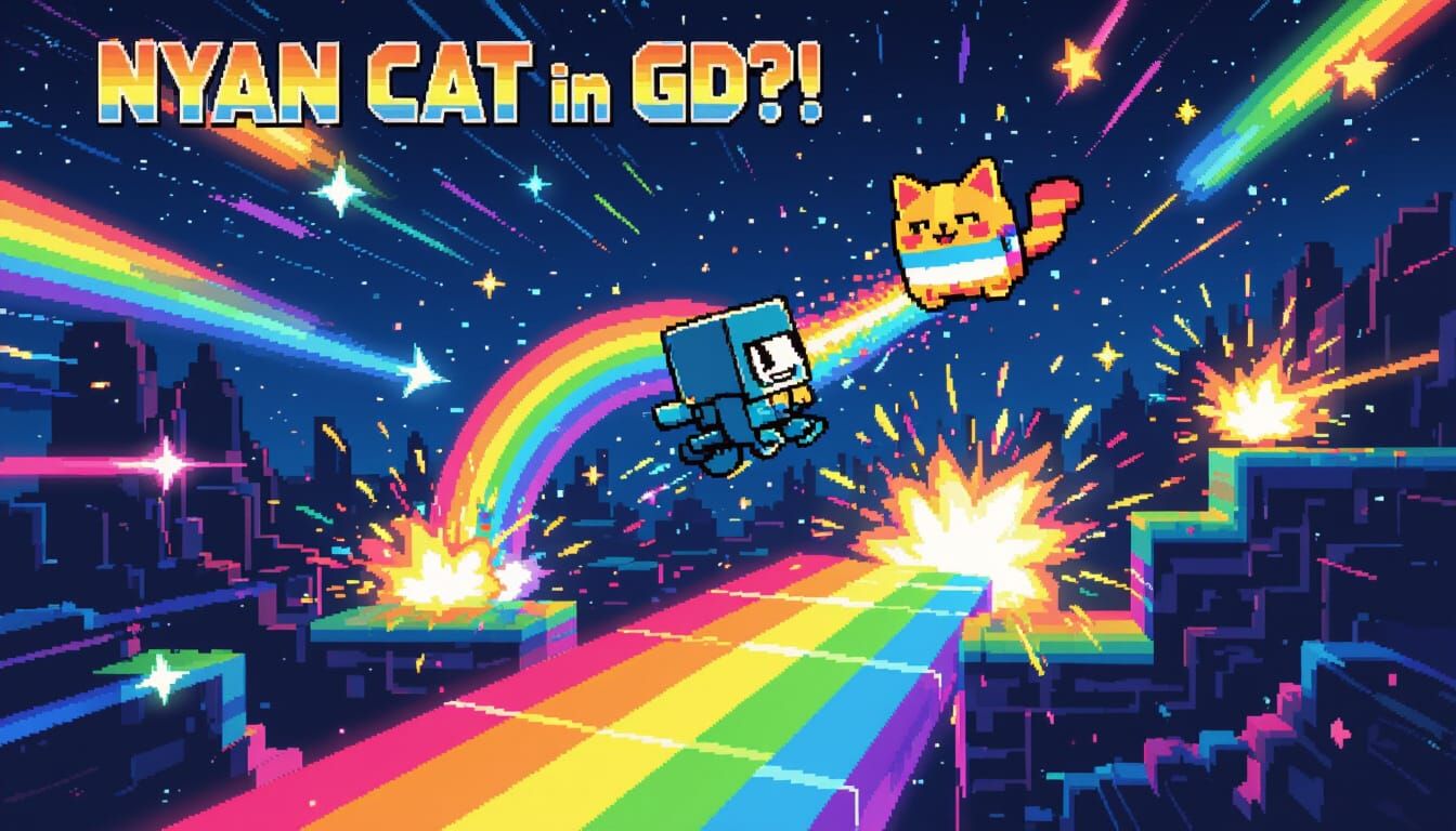 Geometry Dash Nyan Cat Rainbow Level