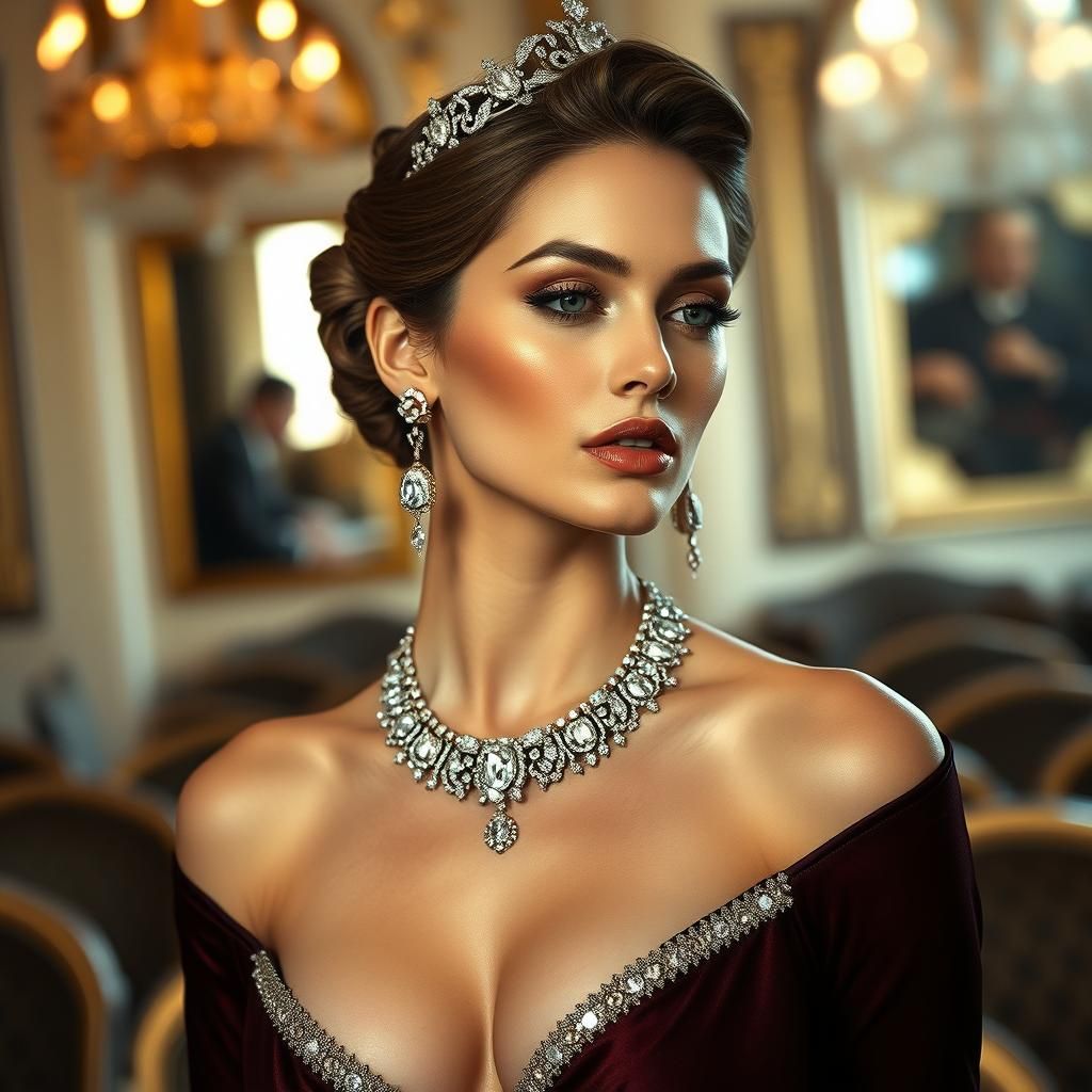 Elegant Model in Luxurious Attire