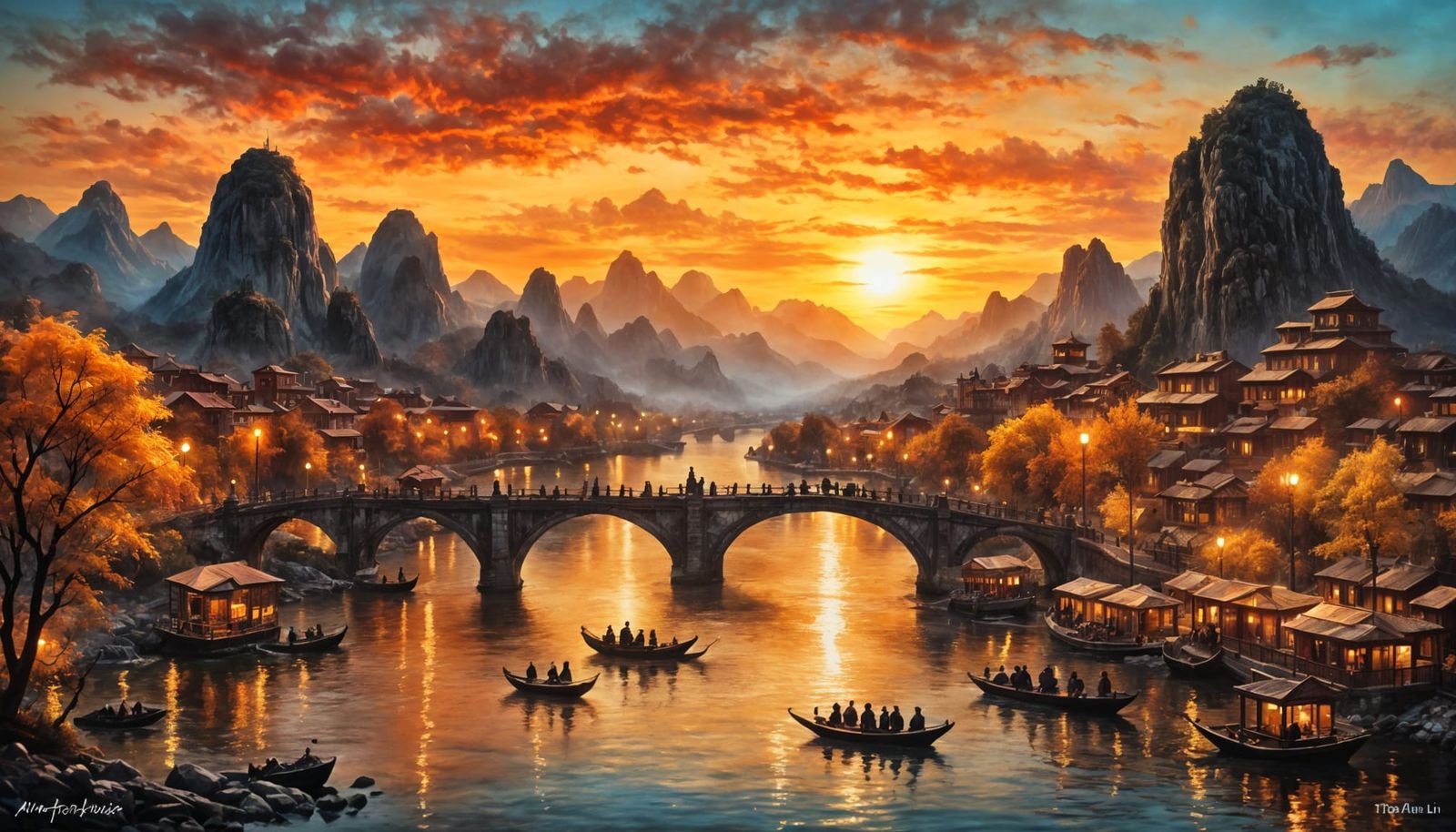 Amber sunset over the valley