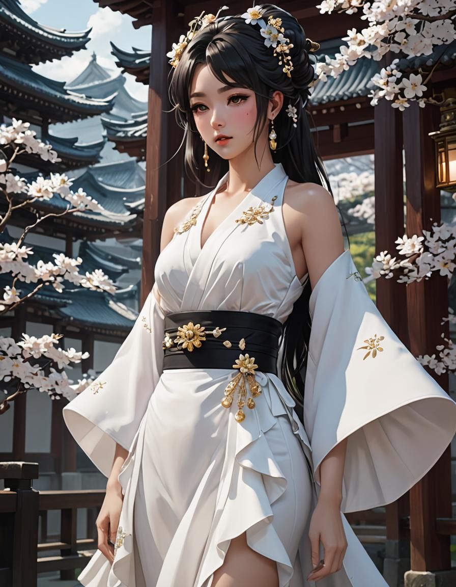 Elegant Anime Dress with Black Halter Top