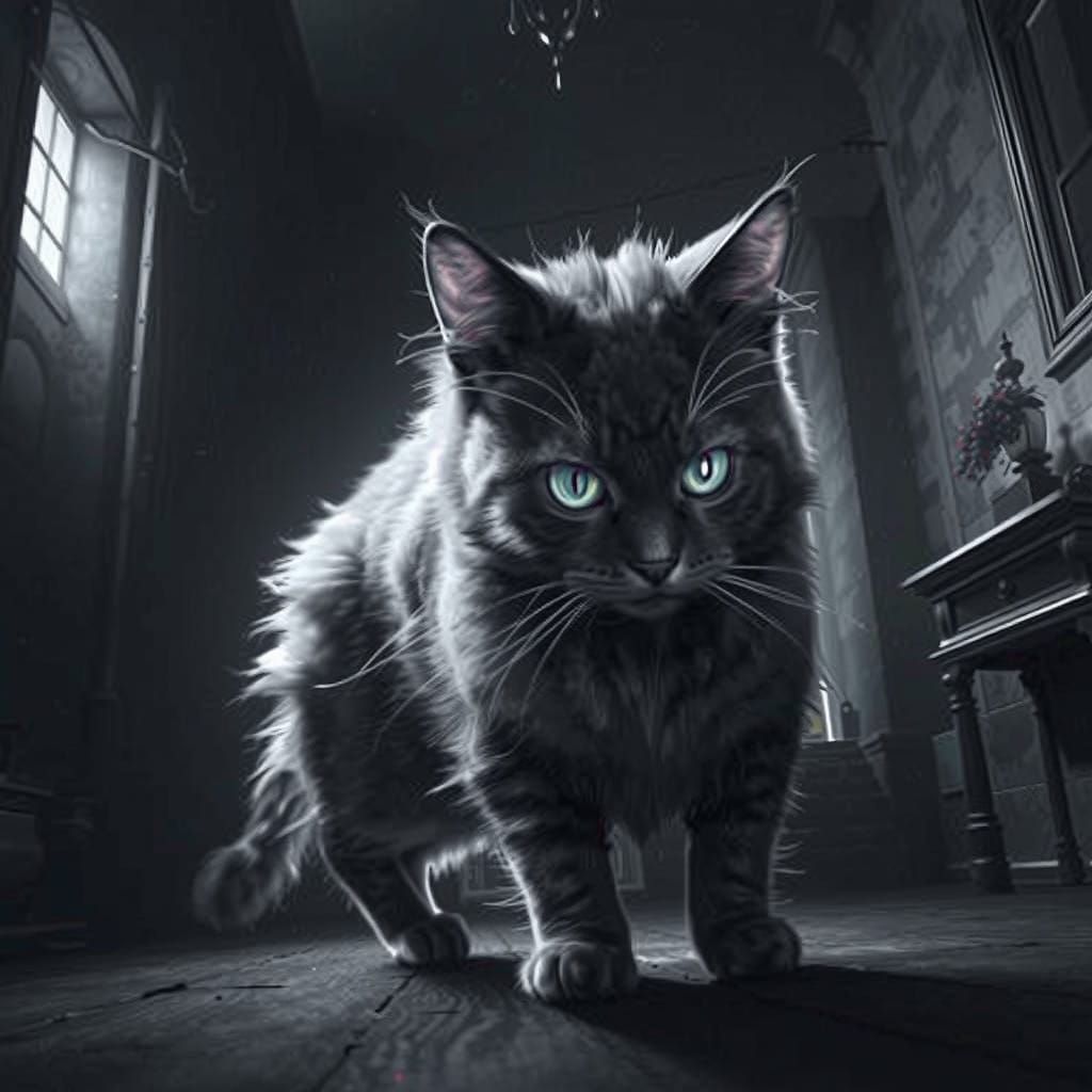 Regal Feline Dominates Cityscape at Night