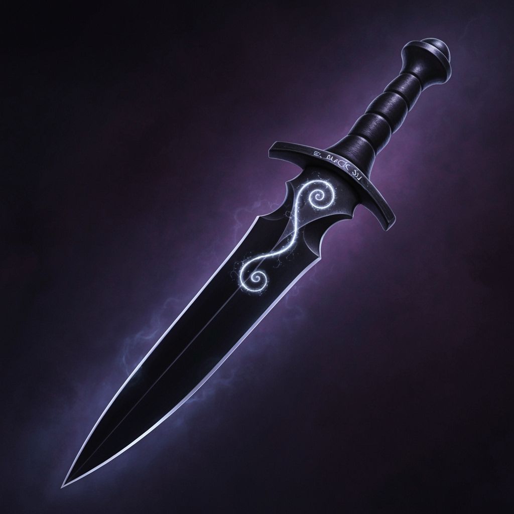 Obsidian Ritual Dagger with Black Sun Sigil