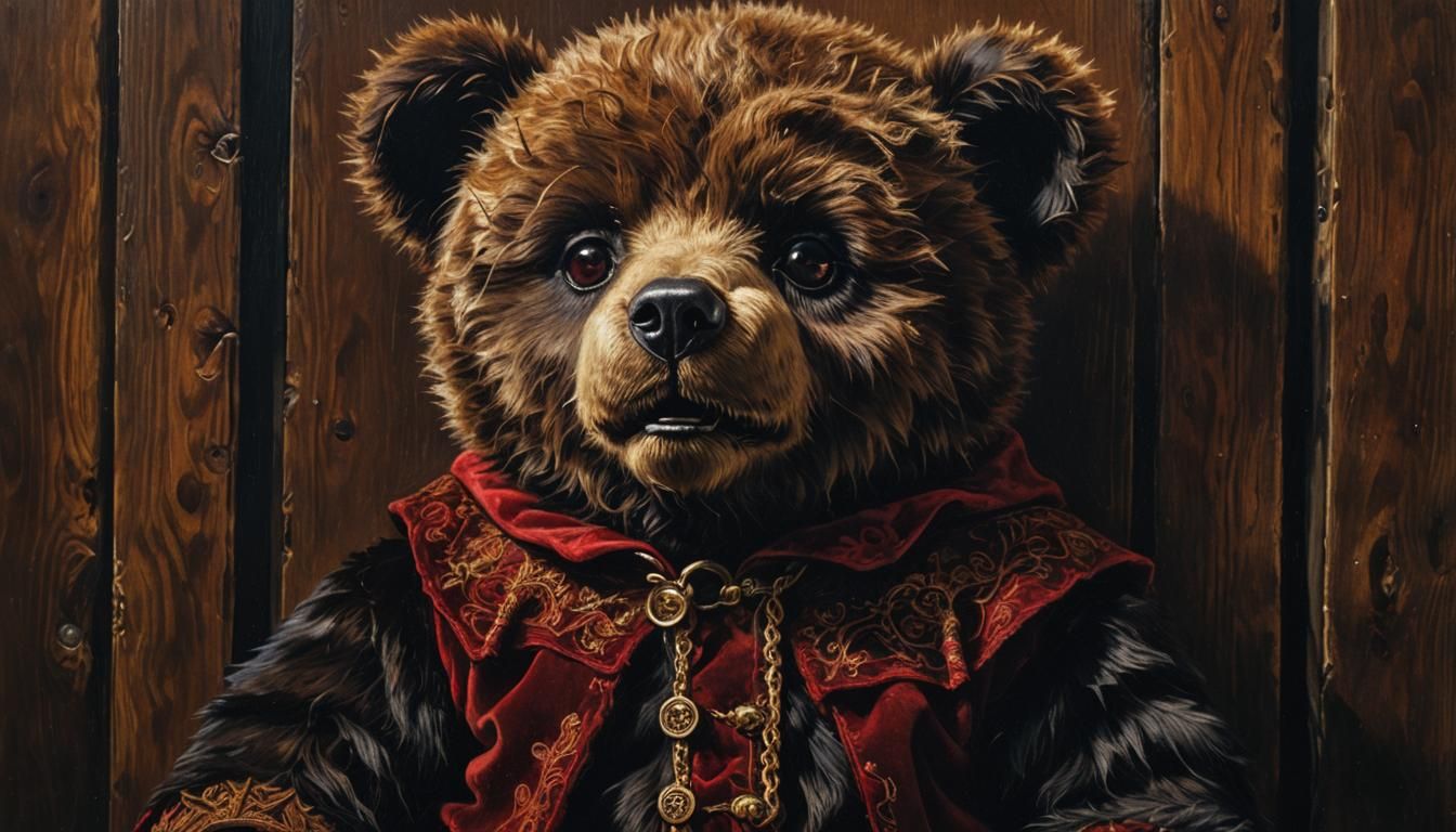 Satanic Teddy Bear Portrait in Rembrandt Style