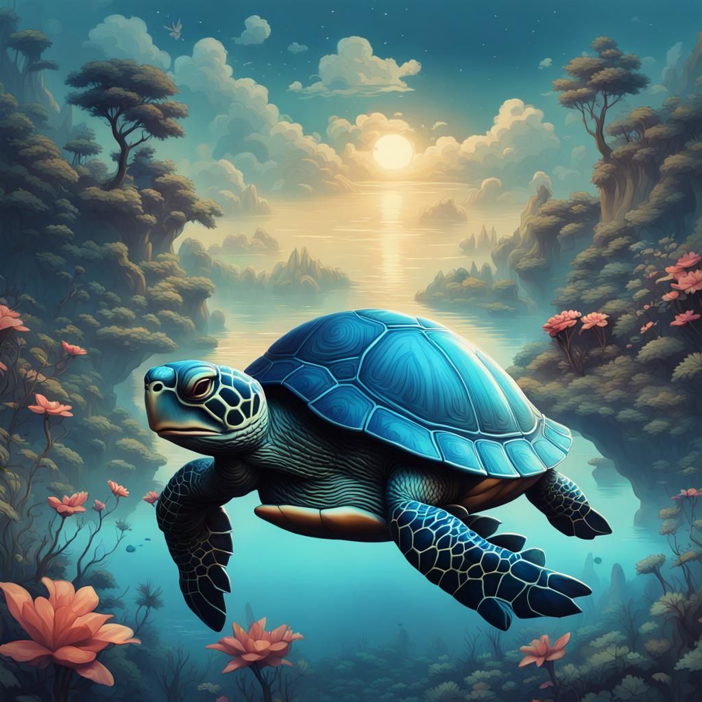 Turtles in Vintage Floralpunk Poster Design